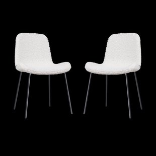 Nora-Fé eetkamerstoel teddy gebroken wit - zwart onderstel - set van 2