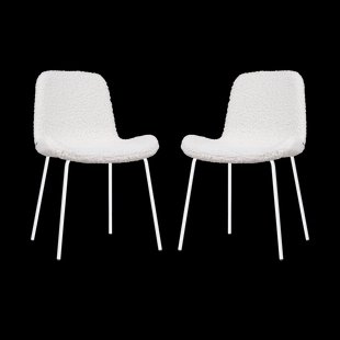 Nora-Fé eetkamerstoel teddy gebroken wit - wit onderstel - set van 2