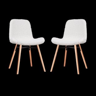 Nena-Fé eetkamerstoel teddy gebroken wit - houten onderstel - set van 2