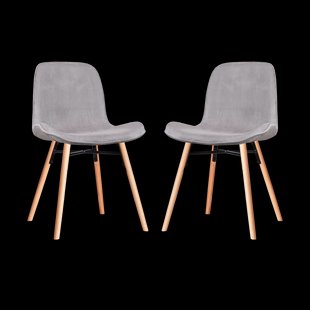 Nena-Fé eetkamerstoel rib warm grijs - houten onderstel - set van 2