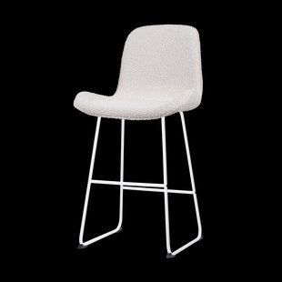 Nino-Fé barkruk bouclé beige - wit onderstel - 75 cm