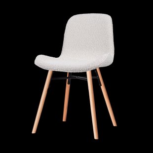 Nena-Fé eetkamerstoel bouclé beige - houten onderstel