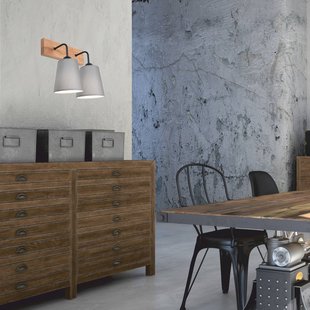 Envostar Risco wandlamp 2-lamps stoffen kap grijs