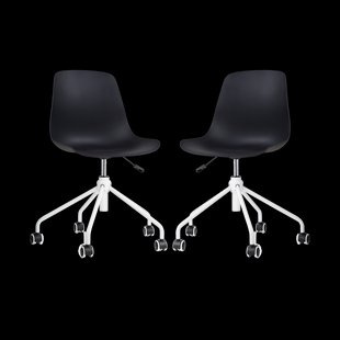 Nout-Pip bureaustoel zwart - wit onderstel - set van 2