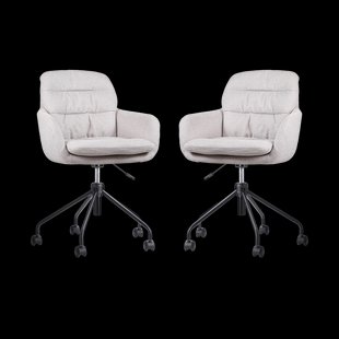 Nout-Mia bureaustoel beige - zwart onderstel - set van 2