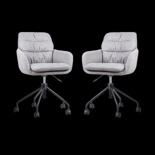 Nout-Mia bureaustoel grijs - zwart onderstel - set van 2