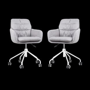 Nout-Mia bureaustoel grijs - wit onderstel - set van 2