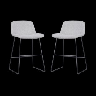 Nino-Mats barkruk lichtgrijs - zwart onderstel - 65 cm - set van 2