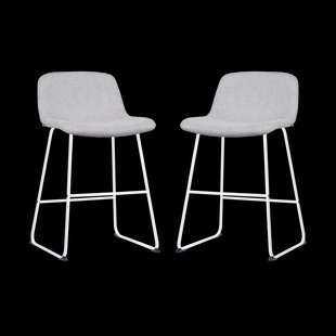 Nino-Mats barkruk lichtgrijs - wit onderstel - 65 cm - set van 2