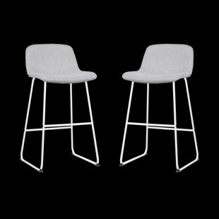 Nino-Mats barkruk lichtgrijs - wit onderstel - 75 cm - set van 2