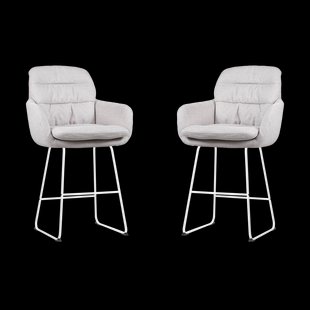 Nino-Mia barkruk beige - wit onderstel - 65 cm - set van 2