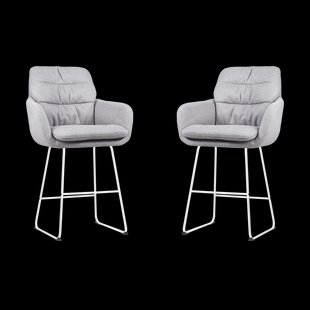 Nino-Mia barkruk grijs - wit onderstel - 65 cm - set van 2