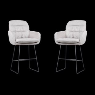 Nino-Mia barkruk beige - zwart onderstel - 65 cm - set van 2