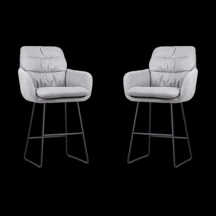 Nino-Mia barkruk grijs - zwart onderstel - 65 cm - set van 2