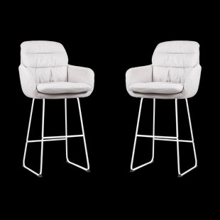 Nino-Mia barkruk beige - wit onderstel - 75 cm - set van 2