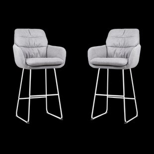 Nino-Mia barkruk grijs - wit onderstel - 75 cm - set van 2