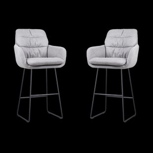 Nino-Mia barkruk grijs - zwart onderstel - 75 cm - set van 2