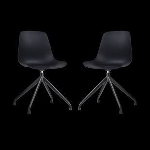 Nola-Pip draaibare eetkamerstoel zwart - zwart onderstel - set van 2