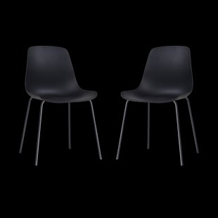 Nora-Pip eetkamerstoel zwart - zwart onderstel - set van 2