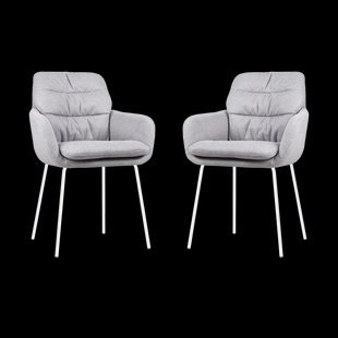 Nora-Mia eetkamerstoel grijs - wit onderstel - set van 2