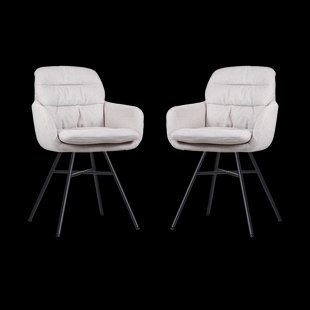 Noa-Mia eetkamerstoel beige - zwart onderstel - set van 2