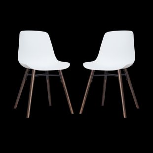 Nena-Pip eetkamerstoel wit - walnoot houten onderstel - set van 2 Nena-Pip eetkamerstoel wit - walnoot houten onderstel - set van 2