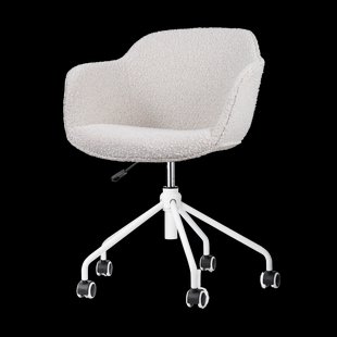 Nout-Mare bureaustoel bouclé beige - wit onderstel
