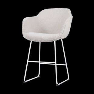 Nino-Mare barkruk bouclé beige - wit onderstel - 65 cm