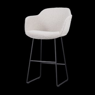 Nino-Mare barkruk bouclé beige - zwart onderstel - 75 cm