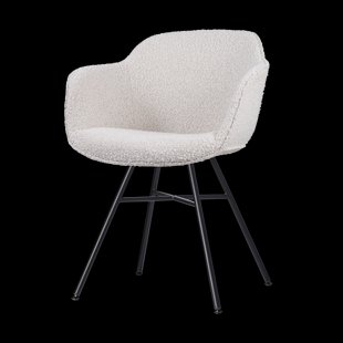 Noa-Mare eetkamerstoel bouclé beige - zwart onderstel