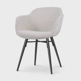 Nolon Nena-Mare Eetkamerstoel Bouclé Beige - Zwarte Houten Poten