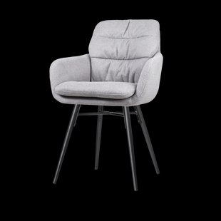 Nena-Mia eetkamerstoel grijs - zwart houten onderstel