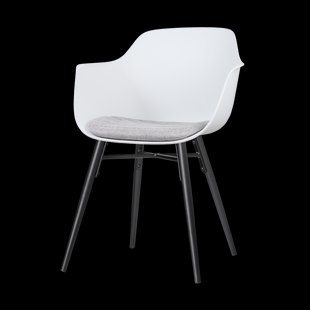 Nena-Liz eetkamerstoel wit met lichtgrijs zitkussen - zwart houten onderstel