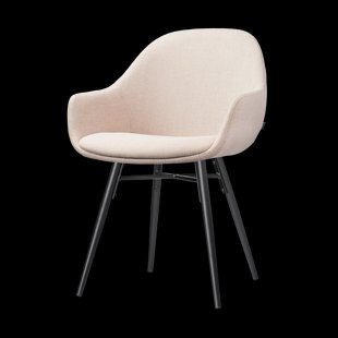 Nena-Mae eetkamerstoel beige - zwart houten onderstel