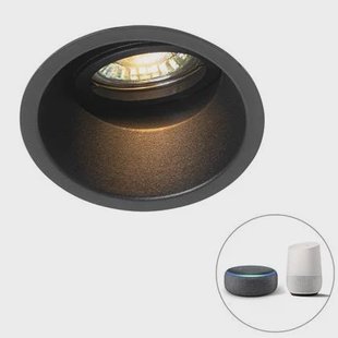 QAZQA Smart inbouwspot zwart verstelbaar incl. Wifi GU10 - Alloy