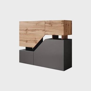Meubella - Dressoir Canberra - Eiken - Antraciet - 120 cm