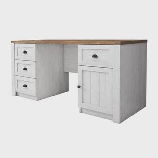 Meubella - Bureau Parello - Wit - Eiken - 160 cm