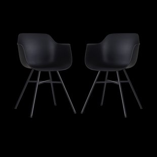 Noa-Puk eetkamerstoel zwart - zwart onderstel - set van 2