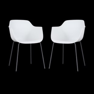 Nora-Puk eetkamerstoel wit - zwart onderstel - set van 2