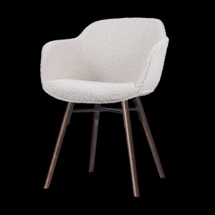 Nena-Mare eetkamerstoel bouclé beige - walnoot houten onderstel