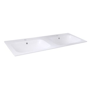 Wastafel Best Design Bora 120x47,5x1,2 cm Polybeton Hoogglans Wit (2 kraangaten)