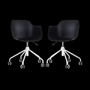 Nout-Puk bureaustoel zwart - wit onderstel - set van 2