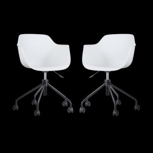 Nout-Puk bureaustoel wit - zwart onderstel - set van 2