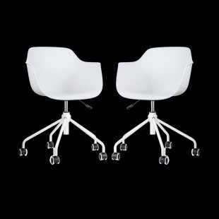 Nout-Puk bureaustoel wit - wit onderstel - set van 2