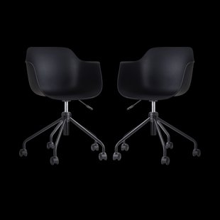 Nout-Puk bureaustoel zwart - zwart onderstel - set van 2