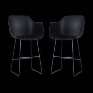 Nino-Puk barkruk zwart - zwart onderstel - 75 cm - set van 2