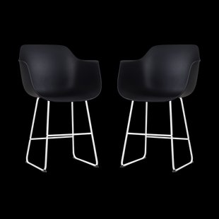 Nino-Puk barkruk zwart - wit onderstel - 65 cm - set van 2