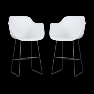 Nino-Puk barkruk wit - zwart onderstel - 75 cm - set van 2