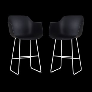 Nino-Puk barkruk zwart - wit onderstel - 75 cm - set van 2