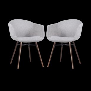 Nena-Otis eetkamerstoel lichtgrijs - walnoot houten onderstel - set van 2